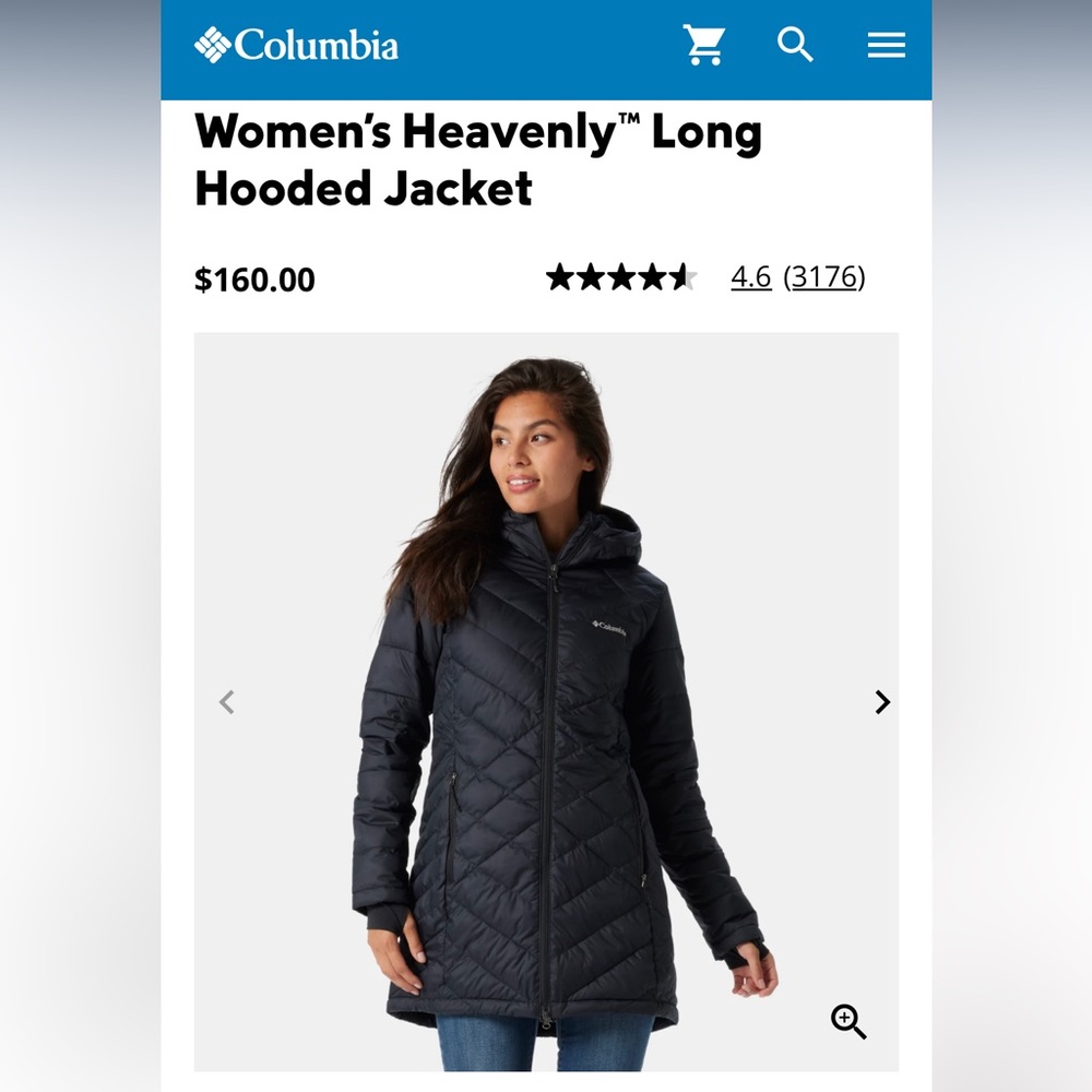 Columbia long hooded coat size small